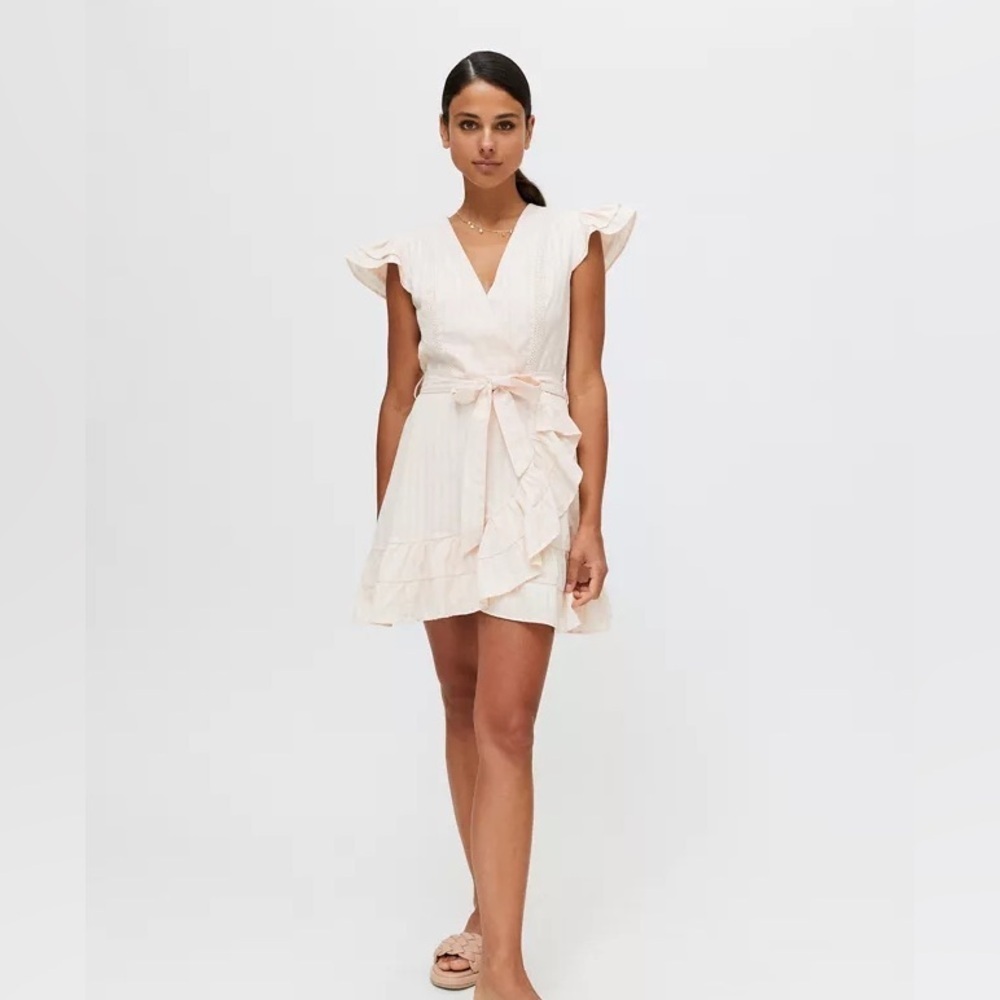 MINKPINK Pink Flutter Sleeve Sundress MINKPINK Kelsey Mini Wrap Dress - Picture 10 of 11